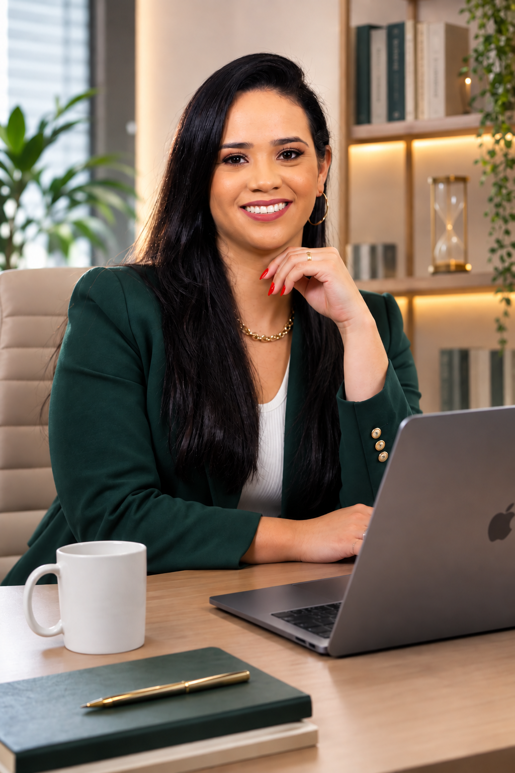 Ana Paula Rodrigues em seu ambiente profissional